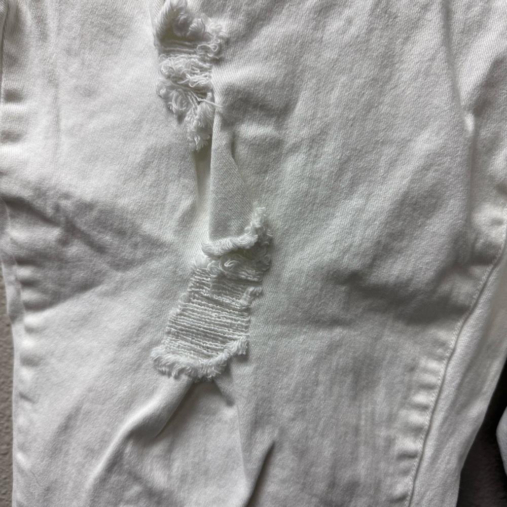 Terra & Sky Plus 20W White Distressed Capri Jeans Rolled Hem Summer Casual - Picture 2 of 7